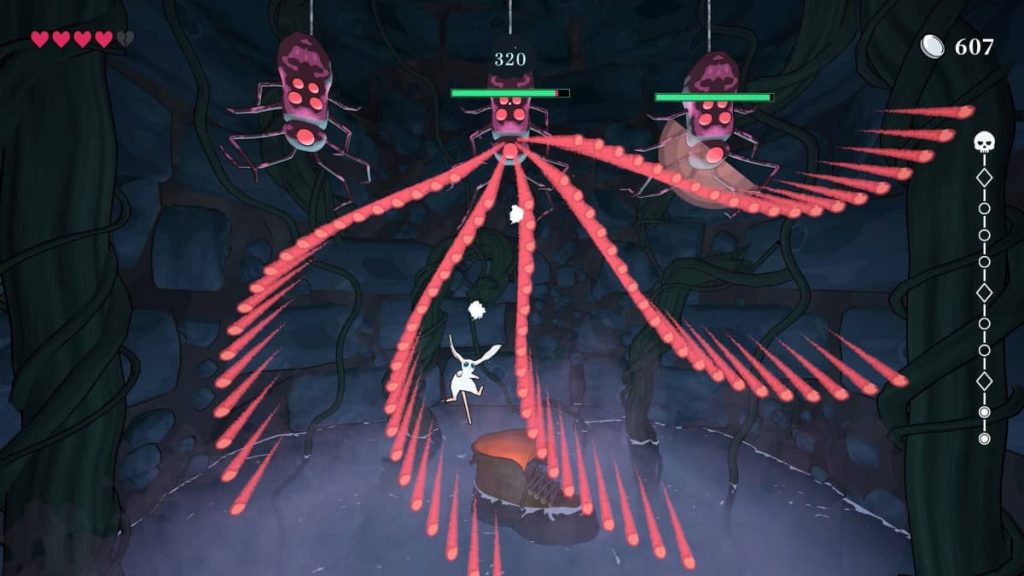 Gert Lush Gaming dodges red bullets while fighting a horde of spiders in Well Keeper.