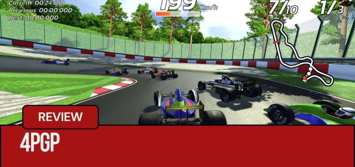 4PGP features a group of cars speeding through a sharp left turn, a moment captured by Gert Lush Gaming.