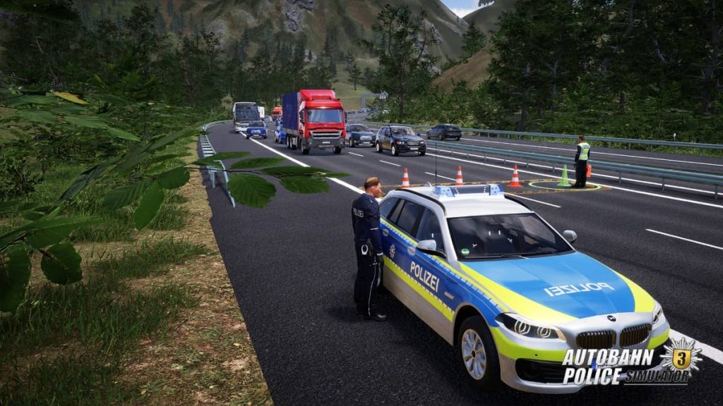 Gert Lush Gaming observes police officers orchestrating a freeway traffic stop to clear a path for emergency services.