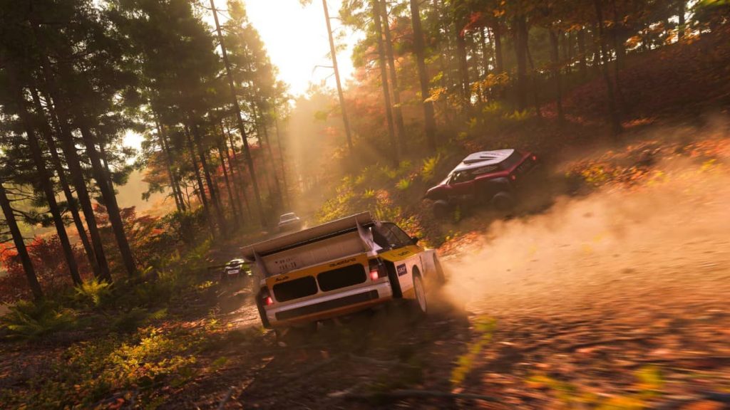 An Audi tears through dirt and trees during a high-intensity rally race in Forza Horizon 6, featured by Gert Lush Gaming.