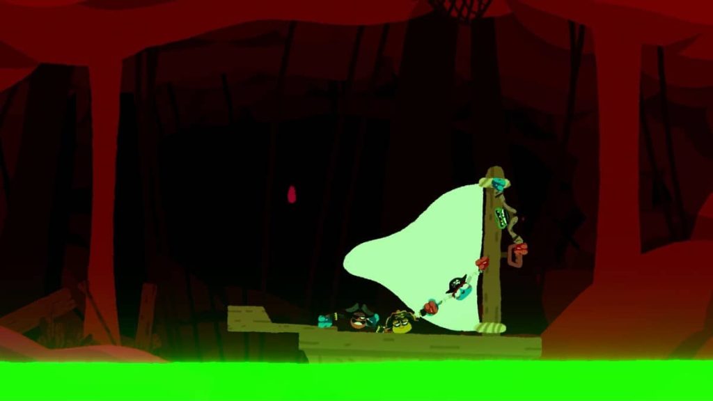 Gert Lush Gaming navigates a green water cavern by boat in Heave Ho 2.