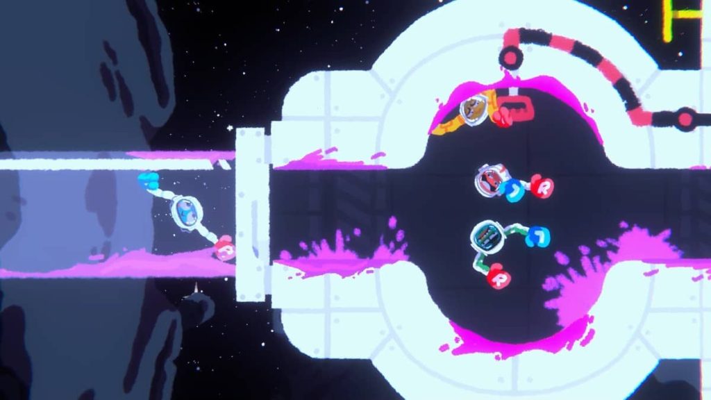 Gert Lush Gaming guides the team through space station tubes in Heave Ho 2.
