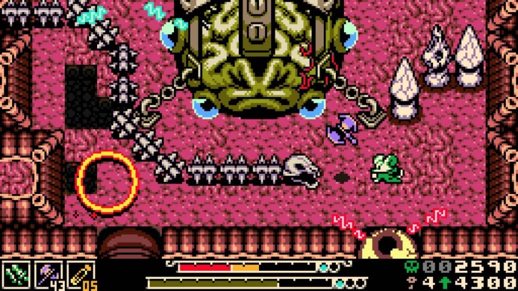 Gert Lush Gaming captures Mina fighting a boss in Mina the Hollower while skeleton enemies swarm the area.