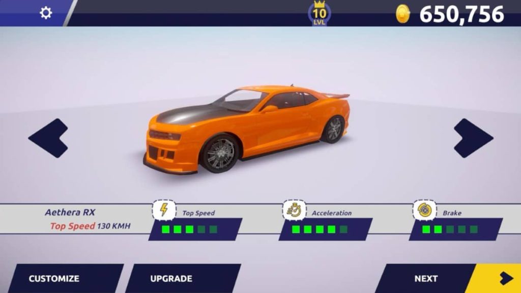 The Nitro City Racing car selection screen displaying vehicle stats and garage models on Gert Lush Gaming.